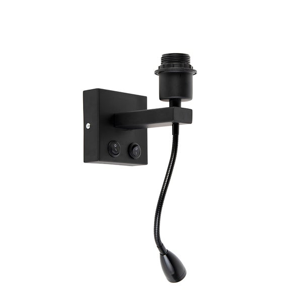 Schwarze Wandleuchte mit Leselampe und Lampenfassung