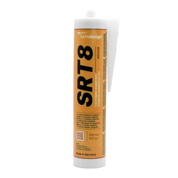 fuchsdesign SRT8 Indoor 1-Komponenten-Hybrid-Klebstoff, fungizid ausgestattet, 290 Milliliter Kartusche mit Düse.