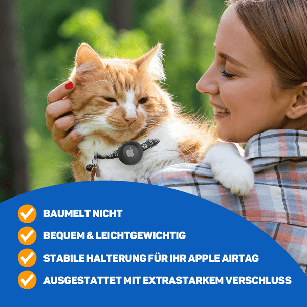 Vulpes Goods Katze Halsband - Apple Airtag Halsband für Katze - Kratzerfest und wasserdicht - 22-34.2 CM - Einheitsgröße