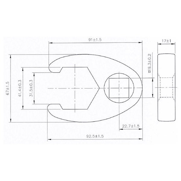 BGS Hahnenfußschlüssel Antrieb Innenvierkant 20 mm (3/4) SW 41 mm - 1759-41