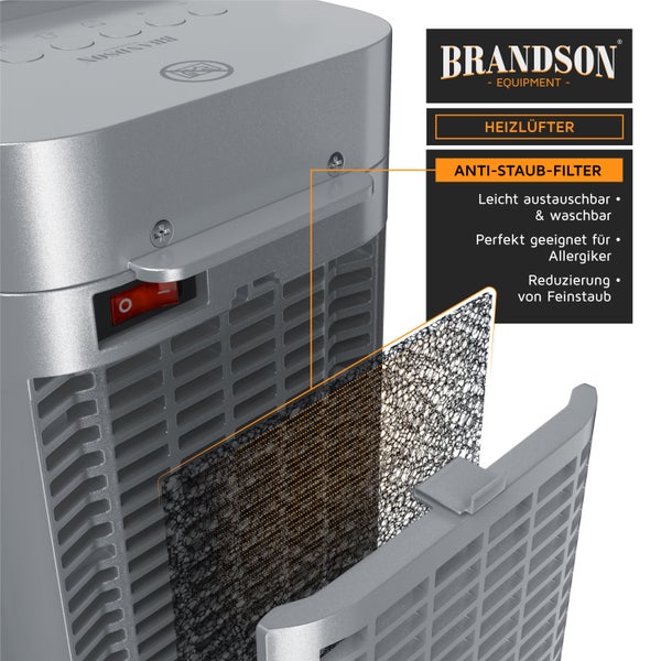 Brandson 2000W Keramik Heizlüfter, energiesparend, leise, Oszillationsfunktion 35°, Überhitzungsschutz, Automatische Abschaltung, Umkippschutz