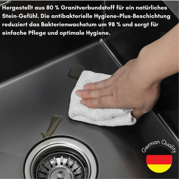 Realstone Küchen Spüle Schwarz Inklusive Anschlussstücke