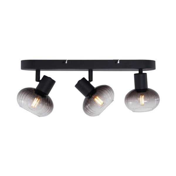 Deckenleuchte mit drei Leuchten aus Glas und Metall