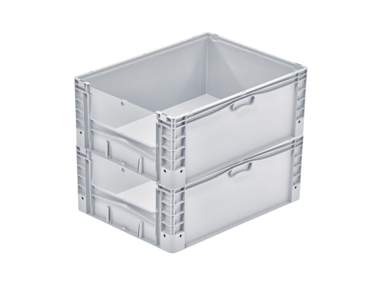 PROREGAL SparSet 2x Euro-Norm Großbehälter Insight Cover HxBxT 32 x 60 x 80 cm 133 Liter Grau Eurobehälter Transportbox