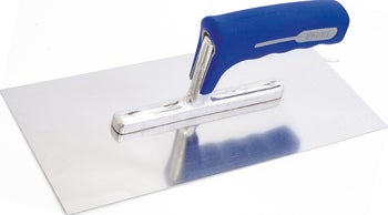 Glättkelle aus rostfreiem Stahl mit ergonomischem Griff für Verputzarbeiten und zum Glätten von Oberflächen.