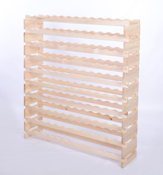 Weinregal VINOTECA FLEX PRO HxBxT 135x123x28cm 120 Flaschen auf 10 Ebenen Massives Kiefernholz Natur unbehandelt