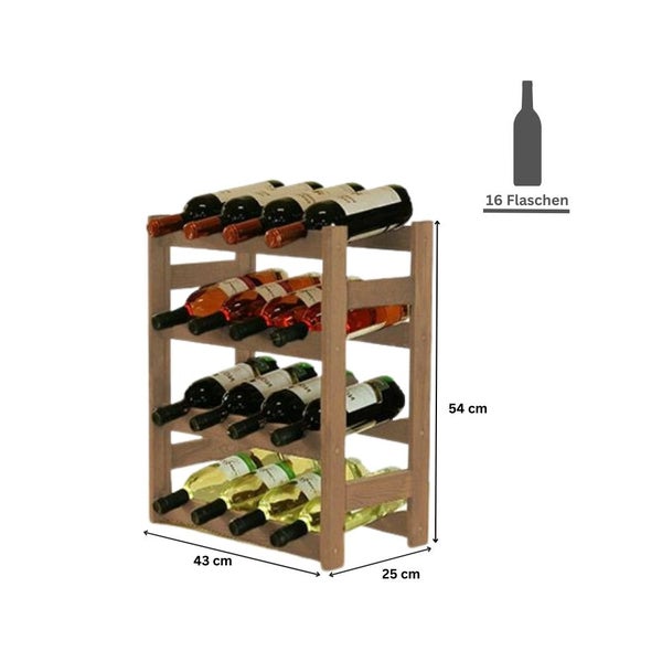 PROREGAL Weinregal Pinotwine HxBxT 54 x 43 x 25 cm 16 Flaschen Massives Kiefernholz Braun Geölt