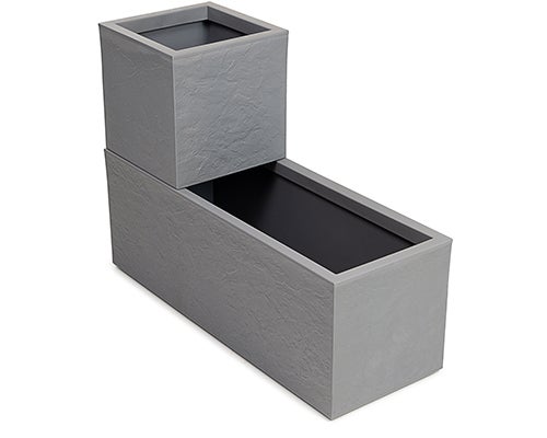 Ondis24 Pflanzkübel Vulkan 57 L + 21 L grau Set, Blumentopf, Pflanzgefäß