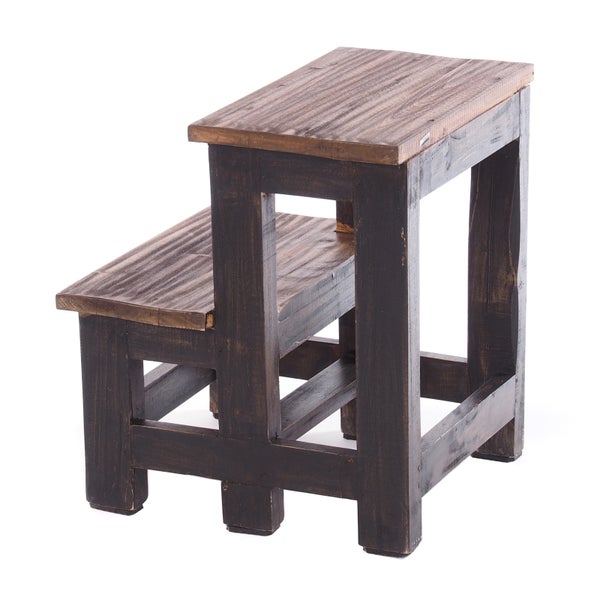 Trittleiter STEP Recyclingholz zweistufig  04 schwarz-natur