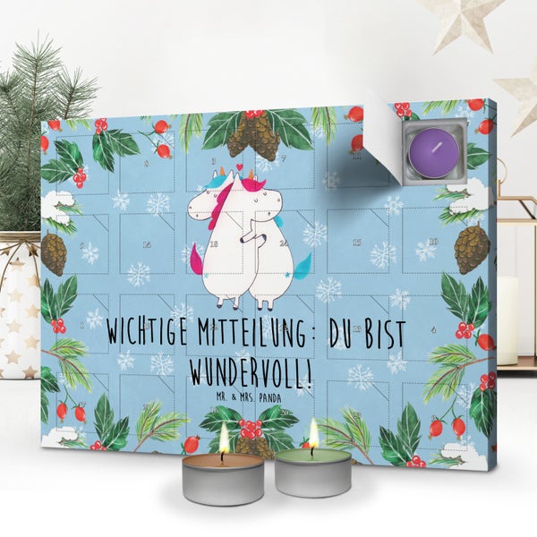 Mr. & Mrs. Panda Duftkerzen Adventskalender Einhorn Mitteilung - Blau Pastell