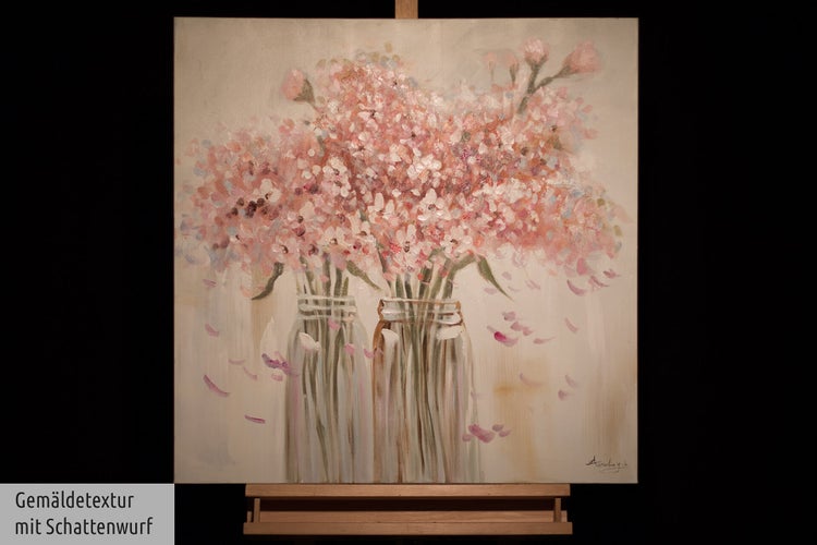 Handgemaltes Gemälde Acrylfarbe 80x80cm Rosa