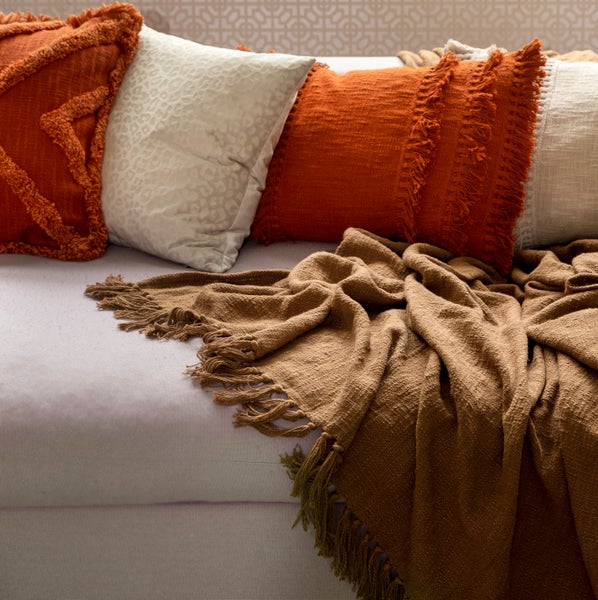 JUNE - Wohndecke 140x180 cm - 100% Baumwolle - Tobacco Brown - braun