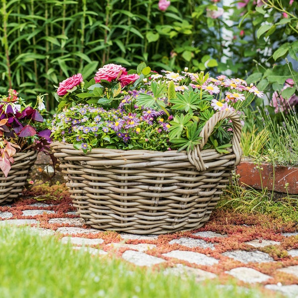 FRANK FLECHTWAREN | Pflanzschale Rattan, groß, RATTAN, ca. Ø 43 x 18 cm