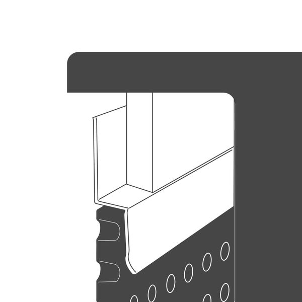 Illustration eines Sockelprofils für Wärmedämmverbundsysteme an einer Fassade.