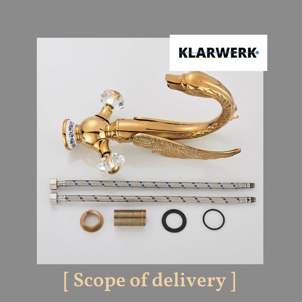 Klarwerk Waschtischarmatur in Schwanenform mit Zubehör für die Montage