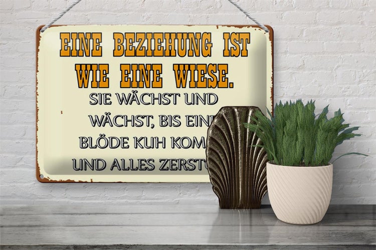 Blechschild Spruch 30x20cm Eine Beziehung wie eine Wiese