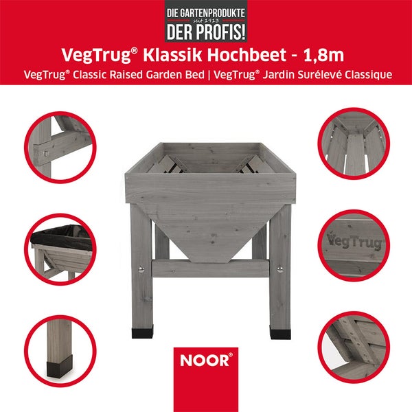 VegTrug® Klassik - Grey Wash - 1,8 m (183x76x80 cm)