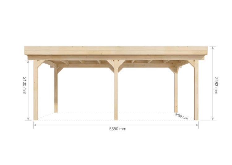 Alpholz Einzelcarport Olaf Carport aus Holz, Unterstand Überdachung mit Montagematerial, Naturbelassen
