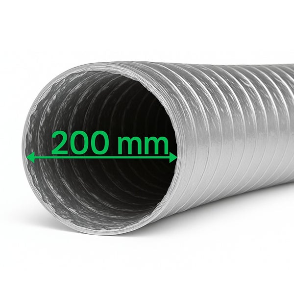 Aluflexrohr 200mm – 1 Meter flexibler Abluftschlauch für Growboxen, Klimageräte & mehr – Feuergeschützt, Robuste Aluminium-Innenbeschichtung, Extra Stabil & Langlebig