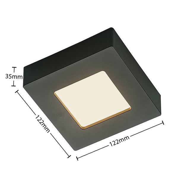 PRIOS LED Deckenleuchte Alette (Modern) in Schwarz aus Aluminium (1 flammig, ) - Lampe Deckenlampe Badezimmerleuchte