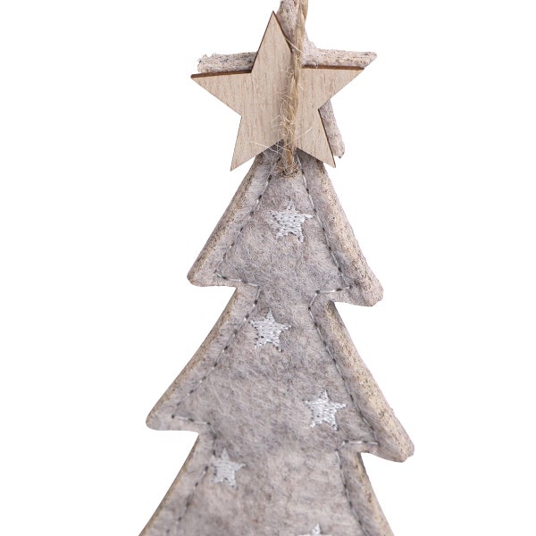 Weihnachtsbaum-Anhänger aus Filz mit Holzstern