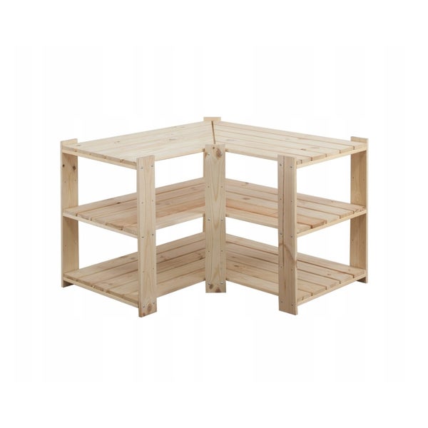 PROREGAL Eckregal Woodland HxBxT 64 x 80 x 50 cm Fachlast 120 kg 3 Fachboden Kiefernholz Natur