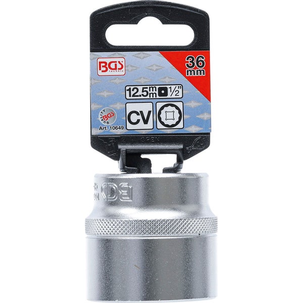 BGS Steckschlüssel-Einsatz Zwölfkant Antrieb Innenvierkant 12,5 mm (1/2) SW 36 mm - 10649