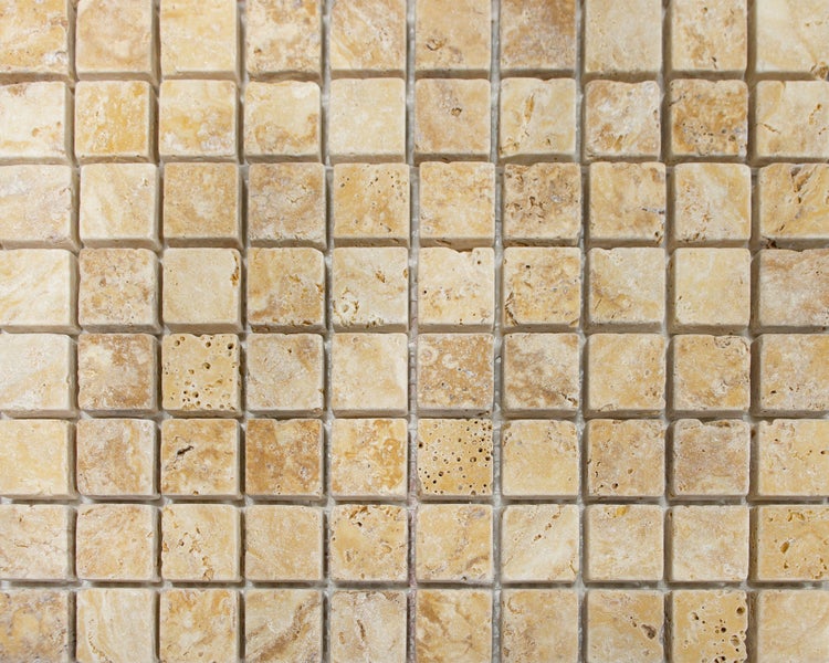 Wohnrausch Natursteinmosaik Travertin GOLD 2,3 x 2,3 cm, getrommelt, gold-gelb