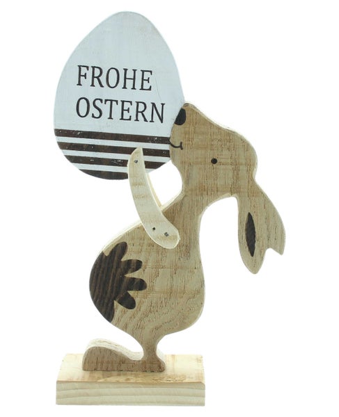 FRANK FLECHTWAREN | Hase Frohe Ostern, HOLZ, 14 x 5 x 23 cm