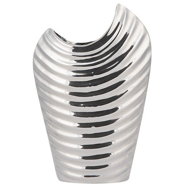 Dekovase ECETRA Steinzeug 26 cm Silber