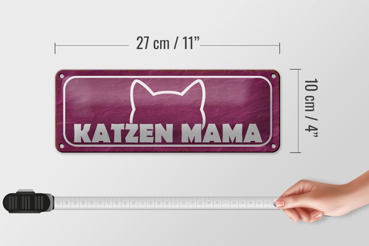 Blechschild Spruch 27x10cm Katzen Mama Dekoration