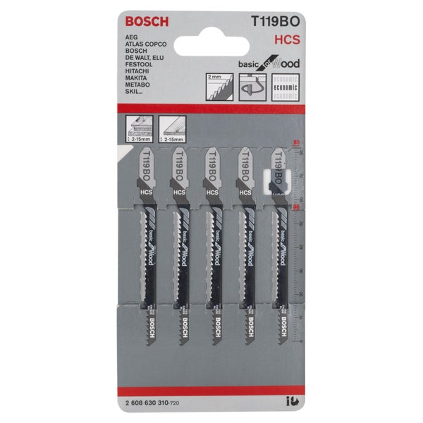 Bosch Stichsägeblätter T119BO Set mit HCS Sägeblättern für Holzarbeiten