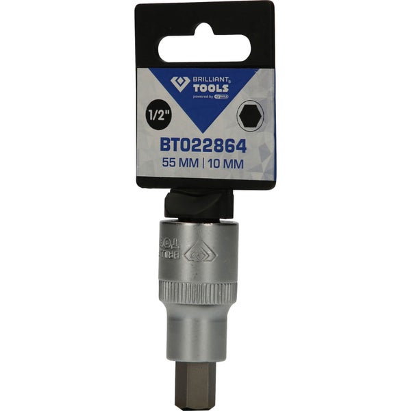BRILLIANT TOOLS 1/2 Innensechskant Bit-Stecknuss 55 mm lang 10 mm - BT022864