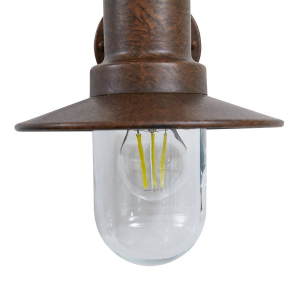 Lindby Wandleuchte außen (Laterne) Eloretta (spritzwassergeschützt (Landhaus, Vintage Rustikal) in Braun aus Metall (1 flammig E27) - Außenwandleuchten Wandlampe Led Außenlampe Outdoor