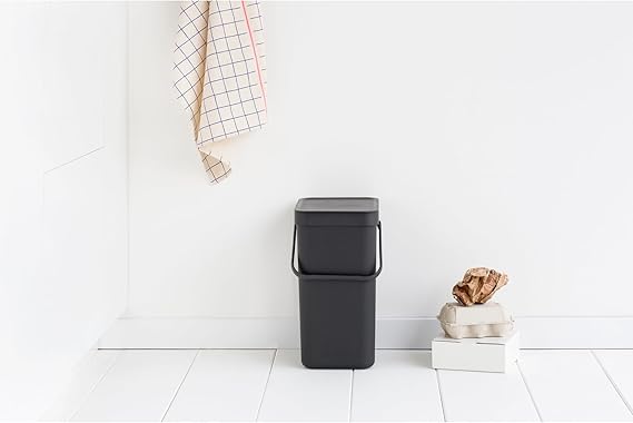 Brabantia Abfallsammler Mit Stay Open Deckel 12 Liter HxBxT 35 x 20 x 24,9 cm Kunststoff Dunkelgrau
