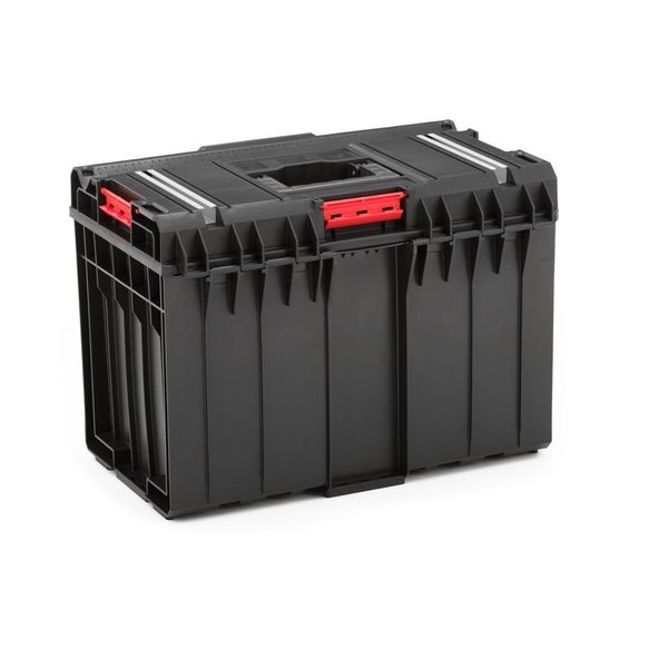 PROREGAL QBRICK Werkzeugkasten One Mit Aluminiumschienen 52 Liter Traglast Bis Zu 120 kg Mit Deck & Frontgriff Mit Klemmverschlüsse Schwarz