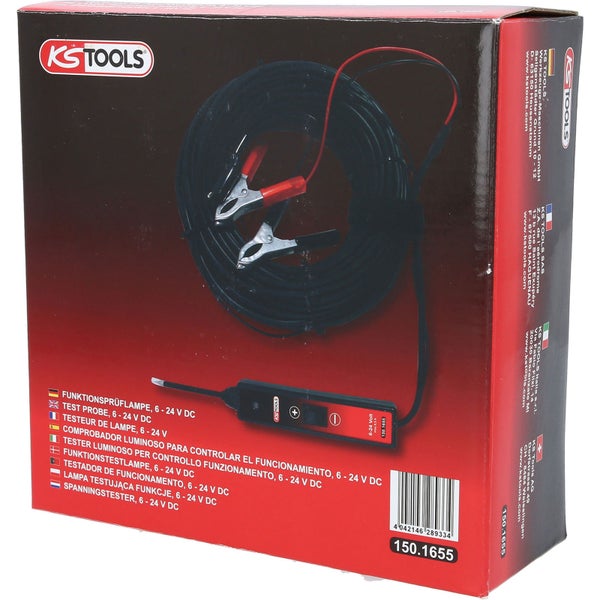 KS TOOLS Funktionsprüflampe 6-24V DC mit 25 Meter Kabel - 150.1655