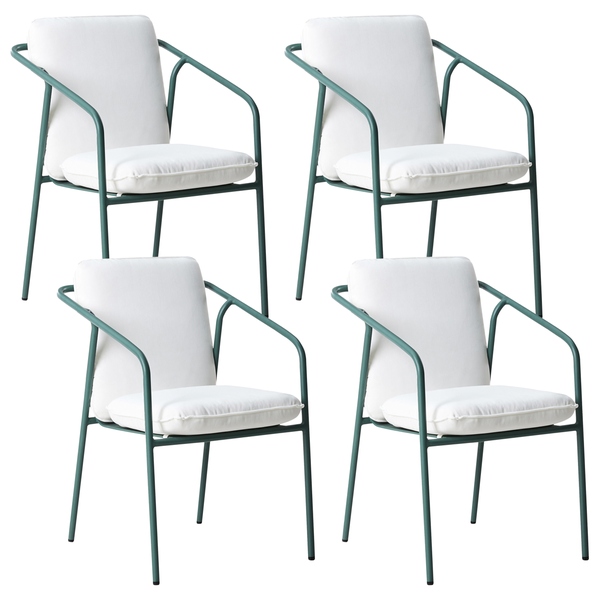 Set mit 4 Stühlen und Sitzkissen ASCIANO Metall Grün