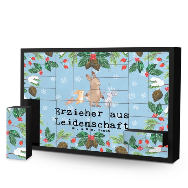 Mr. & Mrs. Panda Befüllbarer Adventskalender Erzieher Leidenschaft - Blau Pastell