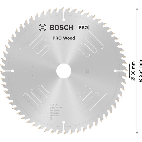 Bosch PRO Wood Kreissägeblatt 254 x 3,2 x 30 mm - 2608641765