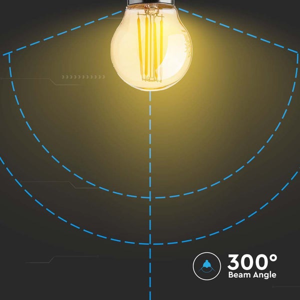 V-TAC VT-1957-N - E27 LED-Lampen - Bernstein - Golf - IP20 - 4W - 350 Lumen - 2200K