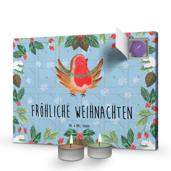 Mr. & Mrs. Panda Duftkerzen Adventskalender Rotkehlchen Weihnachten - Blau Pastell