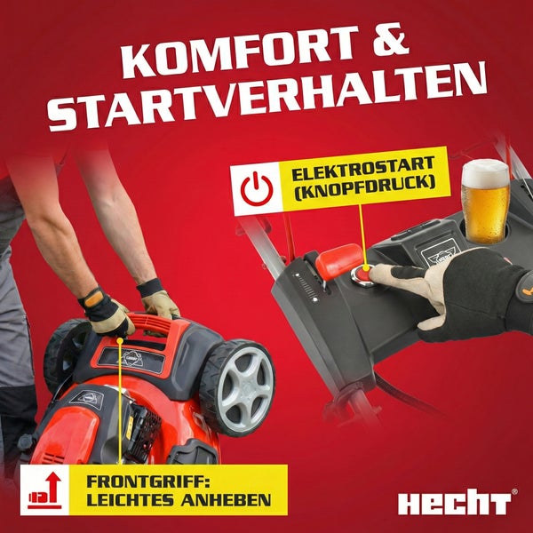 Elektro Rasenmäher mit Komfort Startverhalten und Frontgriff zum leichten Anheben