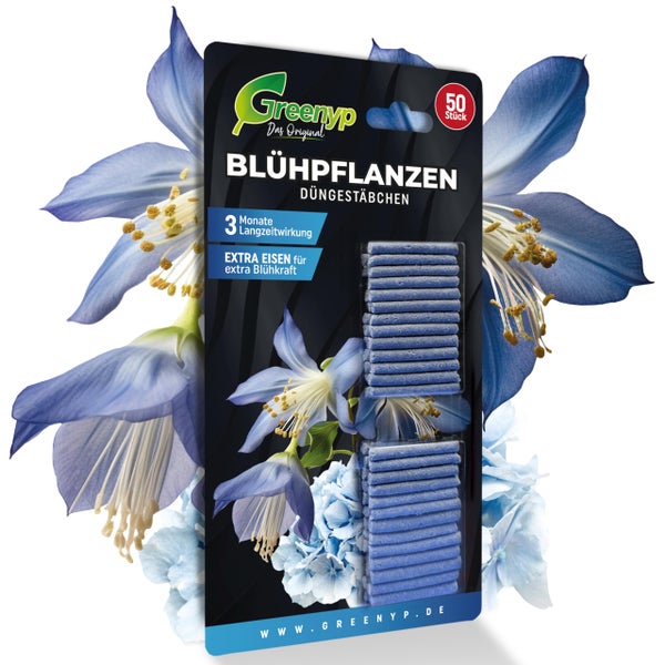 Greenyp 200x Blühpflanzen Düngestäbchen für alle Pflanzen mit Blüten I Universal NPK Blumendünger I Langzeitdünger mit Eisen und 3 Monate Düngekraft