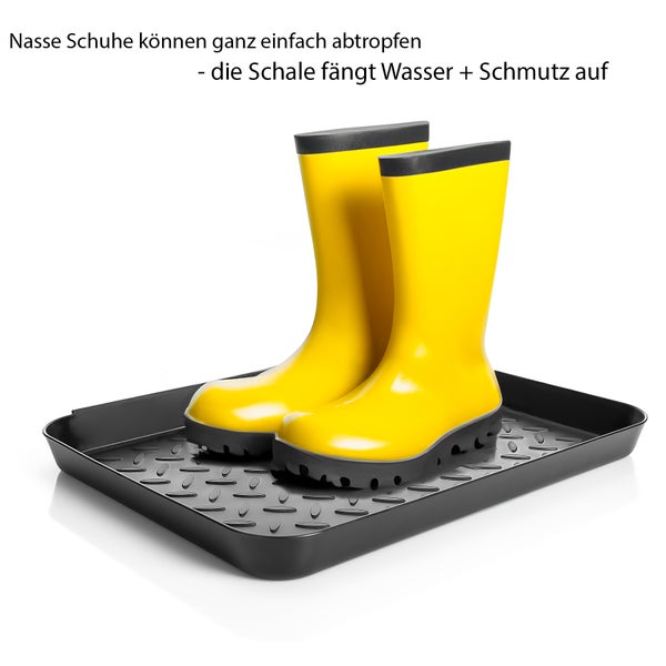 BigDean 3 Stück Schuhabtropfschale 27x35cm Anthrazit Schuhmatte für zu Hause – Schuhablage aus bruchfestem Kunststoff