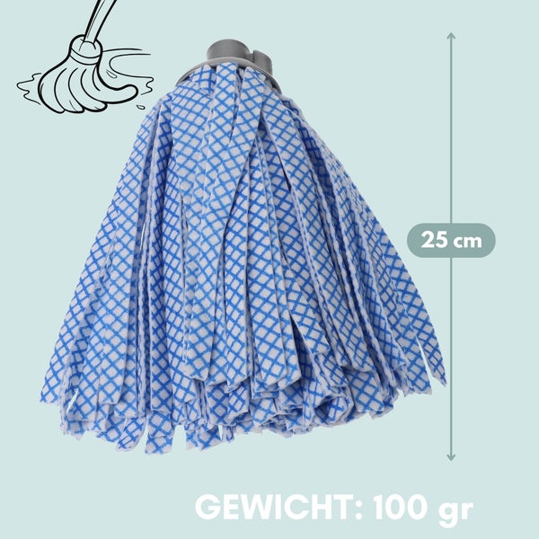 Mop mit blauem Muster, 25 cm lang und 100 g schwer
