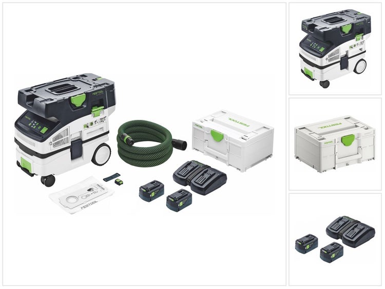 Festool CTLC MINI I-Basic Akku Absaugmobil 36 V ( 2x 18 V ) Staubkl. L + 2x Akku 5,0 Ah + Doppelladegerät + Systainer