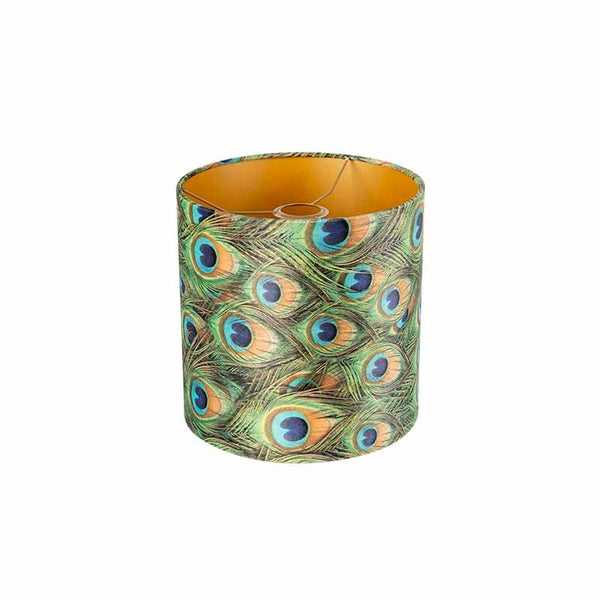 Velour Lampenschirm Pfau Design 25/25/25 mit goldenem Interieur