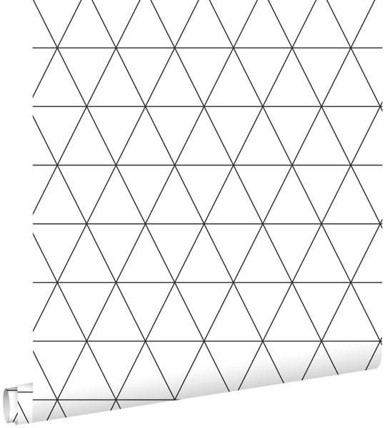 ESTAhome Tapete grafische Dreiecke Weiß und Schwarz - 53 cm x 10.05 m - 139148