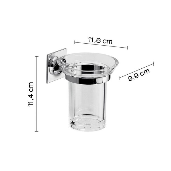 Verchromter Zahnbürstenhalter aus Messing und Glas | Mimosa
